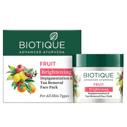 Biotique Fruit Brightening Depigmentation and Tan Removal Face Pack Ayurvedic and Organically Pure,Tan Removal 75gm
