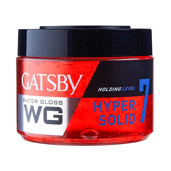 Gatsby Water Gloss - Hyper Solid, Wet Look Hair Gel, Shine Effect, Long Lasting Hold, Non Sticky, Easy Wash Off, Holding Level 7, 300gm