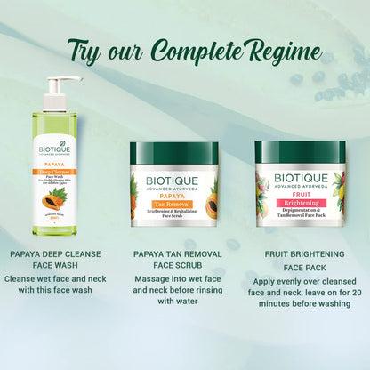 Biotique Papaya Deep Cleanse Face Wash | Gentle Exfoliation | Visibly Glowing Skin | 100% Botanical Extracts, 200ml