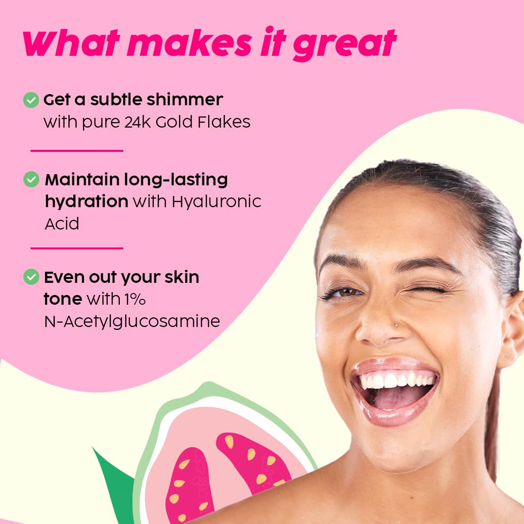 Plix 24K Guava Gold Serum | Vitamin C & Hyaluronic Acid | Brightens Skin & Reduces Photoageing | 2-In-1 Face Serum & Primer For Glowing Skin | 30 Ml