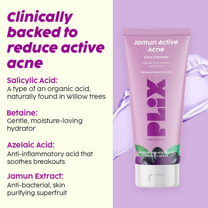 Plix Jamun Face Wash and Acne Marks Serum Combo(100ML + 30ML) For Acne spots & Oil Control, For Breakouts | Oily & Acne Prone Skin