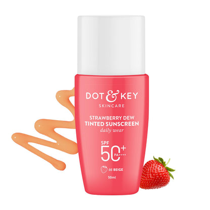 Dot & Key Strawberry Dew Tinted Sunscreen SPF 50+ Pa++++ - 05 Beige | Protection Against UVA & UVB | Broad Spectrum, Water & Sweat resistant 50ml