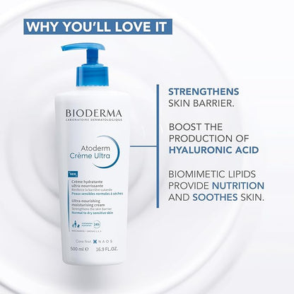 Bioderma Atoderm Creme Ultra-Nourishing - Moisturizer For Normal To Sensitive Dry Skin, 500ml