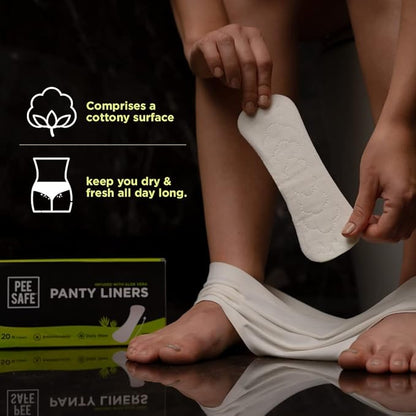 Pee Safe Panty Liners For Women Daily Use with Aloe Vera - 20 Liners | 185mm Long (Large Size)