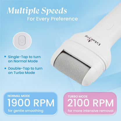 Urban Yog Callus Remover, Foot Scrubber For Dead Skin, With 3 Interchangeable Head Rollers, Rechargeable, Callus & Dead Skin Removal, 2 Speed Settings, Fast Type-C Charging, 1200mAh Battery