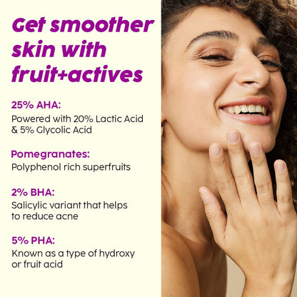 PLIX - THE PLANT FIX 25% AHA+ 2% BHA + 5% PHA Pomegranate Peeling Potion For Glowing & Even Toned Skin, Gentle Exfoliation & At-Home Facial