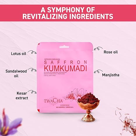 TWACHA Saffron Kumkumadi Facial Kit | Improves Complexion,Remove Dark Spots & Gently Exfoliates