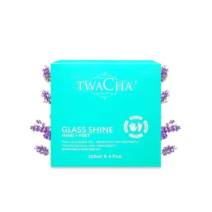 Twacha Glass Shine Pedicure-Manicure Hand & Foot Care Kit with Lavender Oil|Removes Tan Instantly|Professional Spa Like Treatment at Home| Ideal for both Men & Women