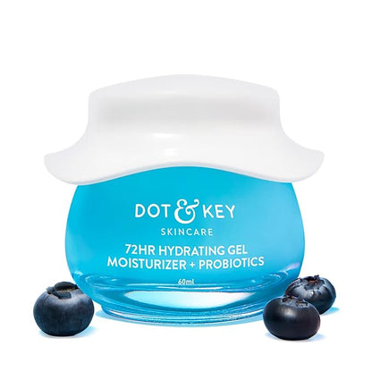 DOT & KEY 72Hr Hydrating Gel + Probiotics Moisturizer For Face With Hyaluronic Acid, Kombucha & Rice Water Lightweight Gel Oil Free Moisturizer