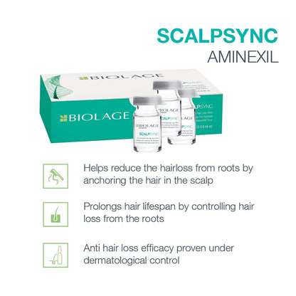 BIOLAGE Scalpsync Aminexil Hair treatment|Hair Strength for Hairfall (10X6ml)