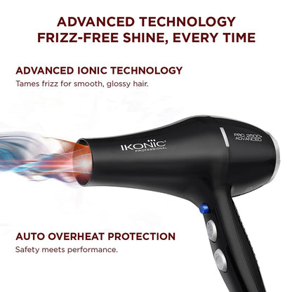 IKONIC PROFESSIONAL 2500+ ADVANCED HAIR DRYER with dual watts compatibility 2400W-2800W
