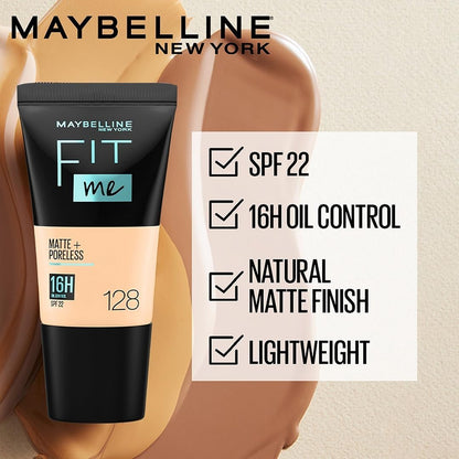 Maybelline New York Liquid Foundation, Matte & Poreless, Full Coverage Blendable Normal to Oily Skin, 230 Natural Buff, 18ml