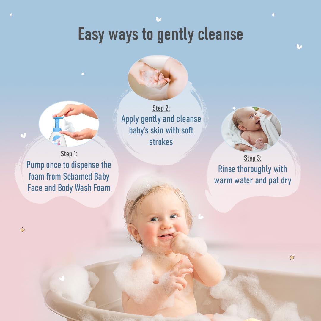 Sebamed Baby Face & Body Wash Foam|pH 5.5|Ideal for face & Body|for Delicate, Dry Skin|400ml