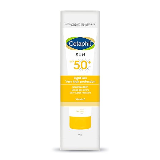 Cetaphil Sun SPF 50 Sunscreen, Very High Protection Light Gel, Water Resistant, Vitamin E, 50 ml