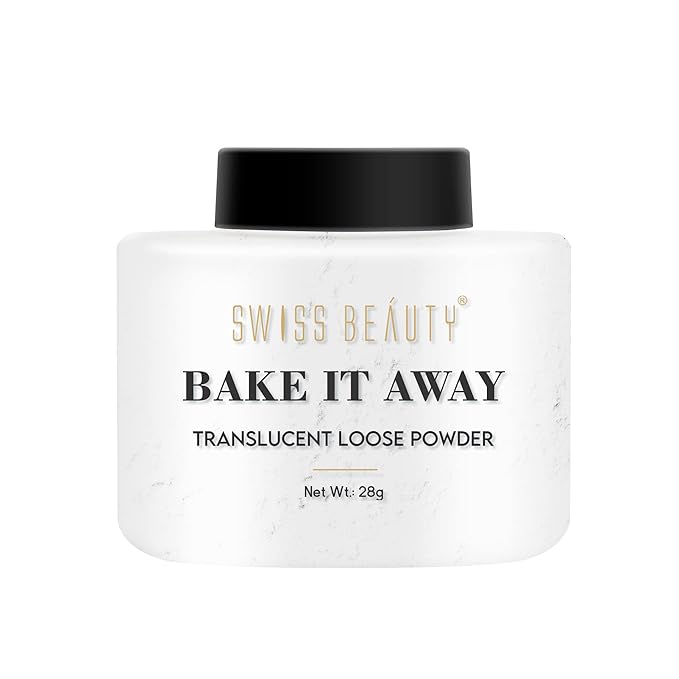 SWISS BEAUTY Bake It Away Makeup Natural Loose Powder | Lightweight Setting Powder | Loose Compact Powder For All Skin Types | Shade - Transparent, 28G