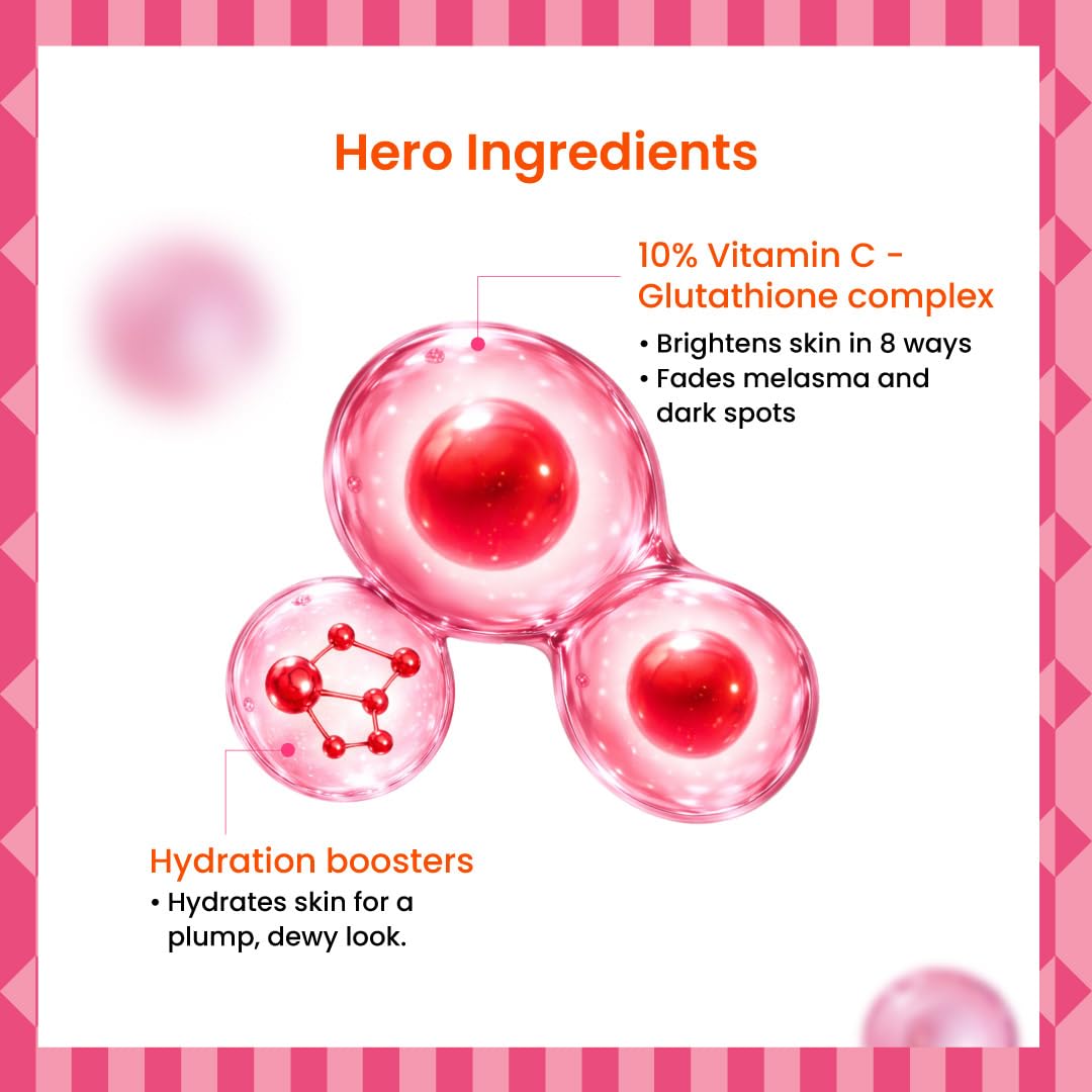 Foxtale 10% Vitamin C + Glutathione Complex Serum, Brightens skin in 3 days, Fades melasma & dark spots, Evens Skin tone, Gentle & Non-irritating