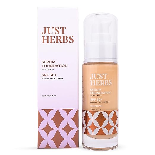 Just Herbs Serum Foundation for Face Makeup with SPF30+ Dewy Finish Full Coverage Makeup Foundation For All Skin Types 20 ml