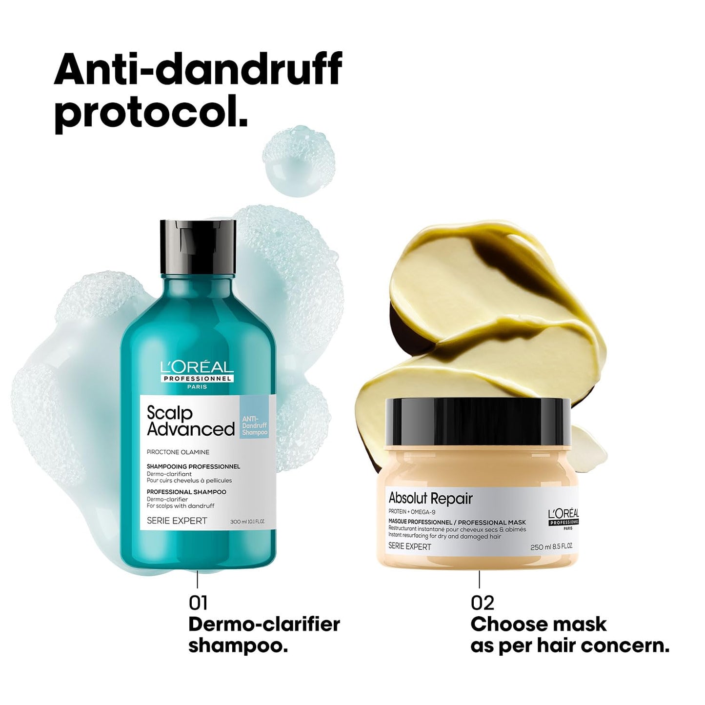 L’Oréal Professionnel Scalp Advanced Anti-Dandruff Dermo-Clarifier Shampoo (300 ml) Removes Dandruff