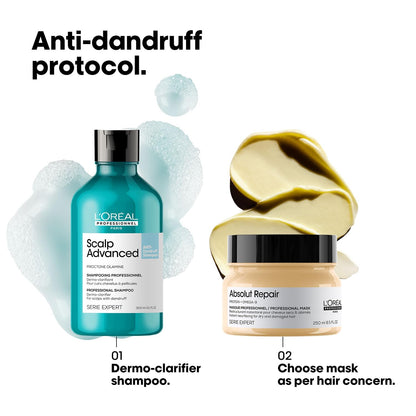 L’Oréal Professionnel Scalp Advanced Anti-Dandruff Dermo-Clarifier Shampoo (300 ml) Removes Dandruff