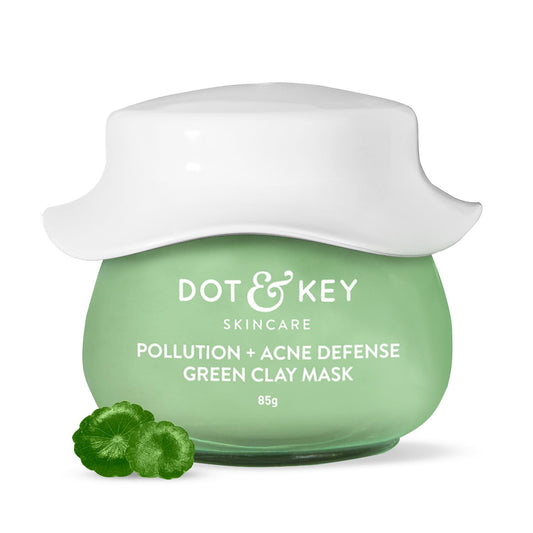 Dot & Key Skin Care Pollution + Acne Defense Green Clay Mask for Face with Salicylic & Matcha Tea, Reduces Active Acne, Soothes Redness, For Dark Spots, Oily, Acne Prone Skin 85gm