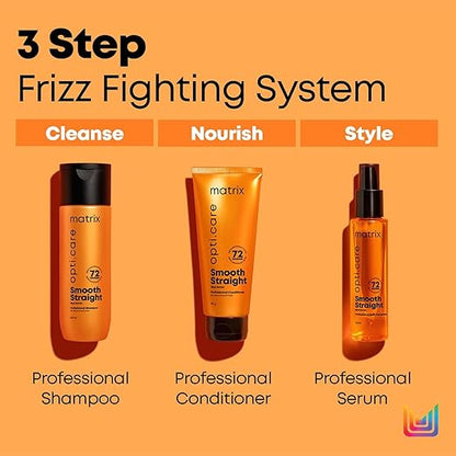 Matrix Opti.Care Professional Shampoo for Salon Smooth Straight Hair | Control Frizzy Hair for up to 4 Days | With Shea Butter | No Added Parabens | (350 ml)