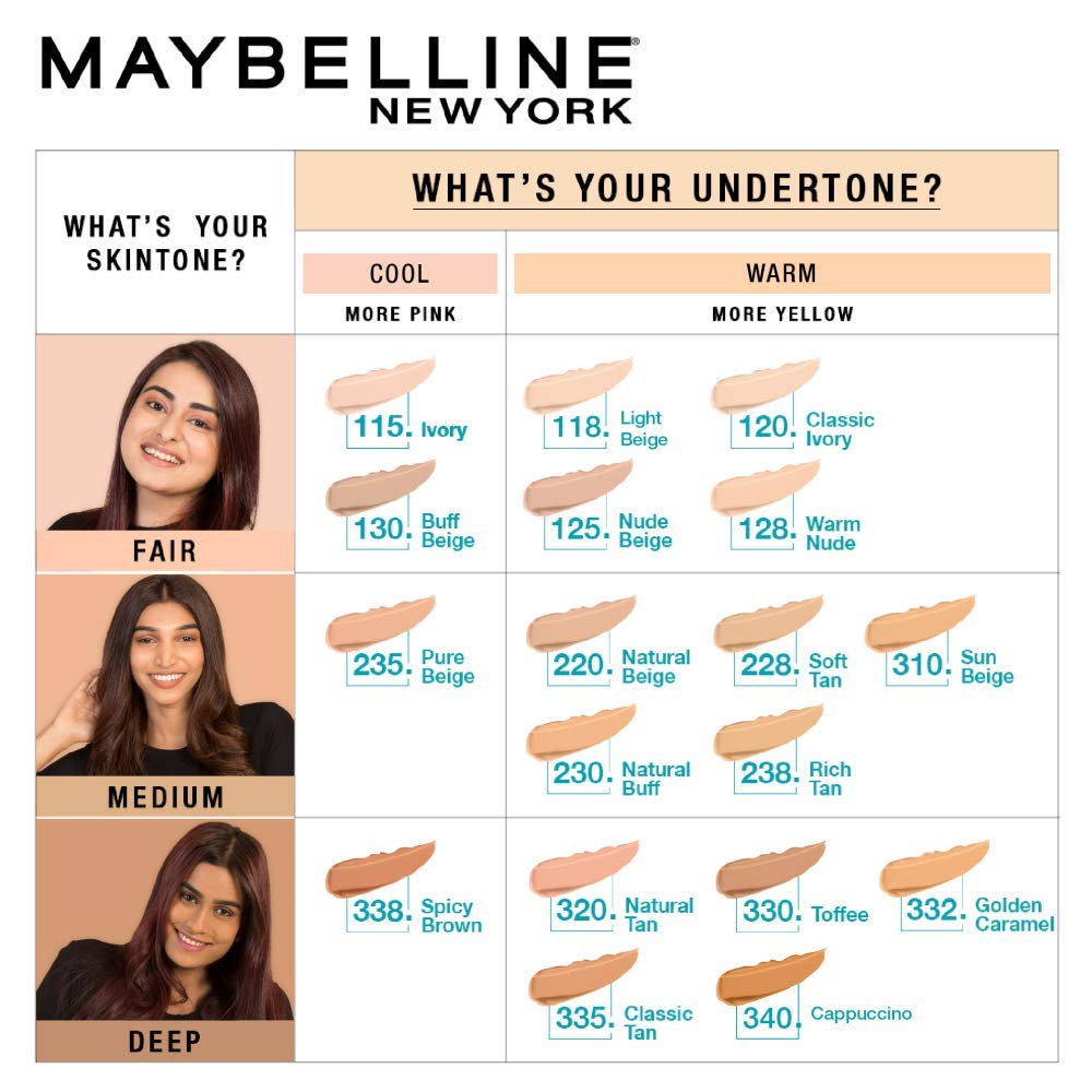Maybelline New York Liquid Foundation, Matte & Poreless, Full Coverage Blendable Normal to Oily Skin, 230 Natural Buff, 18ml