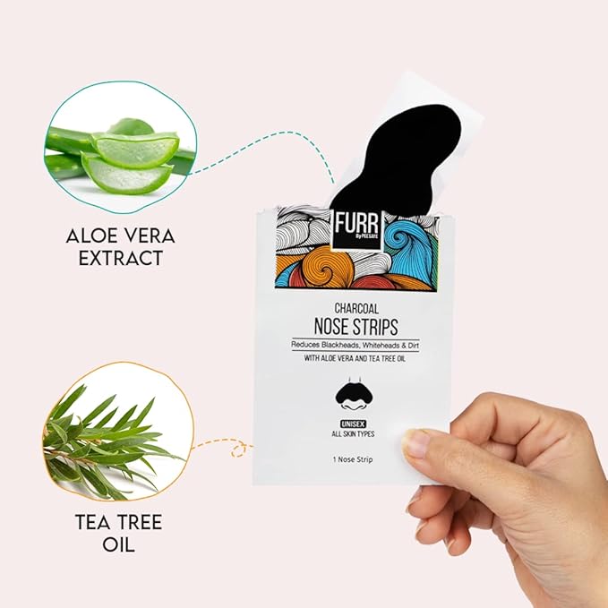 FURR By Pee Safe Blackhead Remover Bamboo Charcoal Nose Strips (Pack of 3) | With Aloe Vera & Tea Tree Oil | Reduces & Prevents Blackheads, Whiteheads, Dirt and Oil | Cleanses Pores