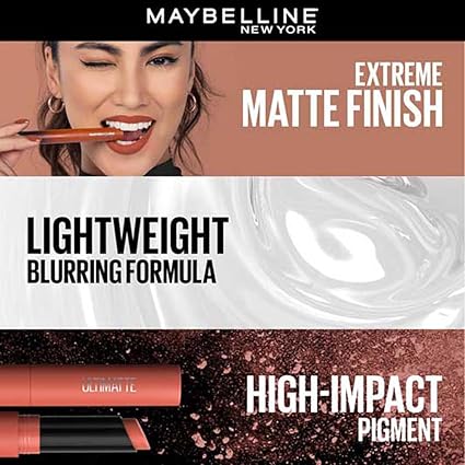 Maybelline New York Lipstick, Matte Finish, Bold Colour, Enriched With Jojoba Oil, Color Sensational Ultimattes, 899 More Rust