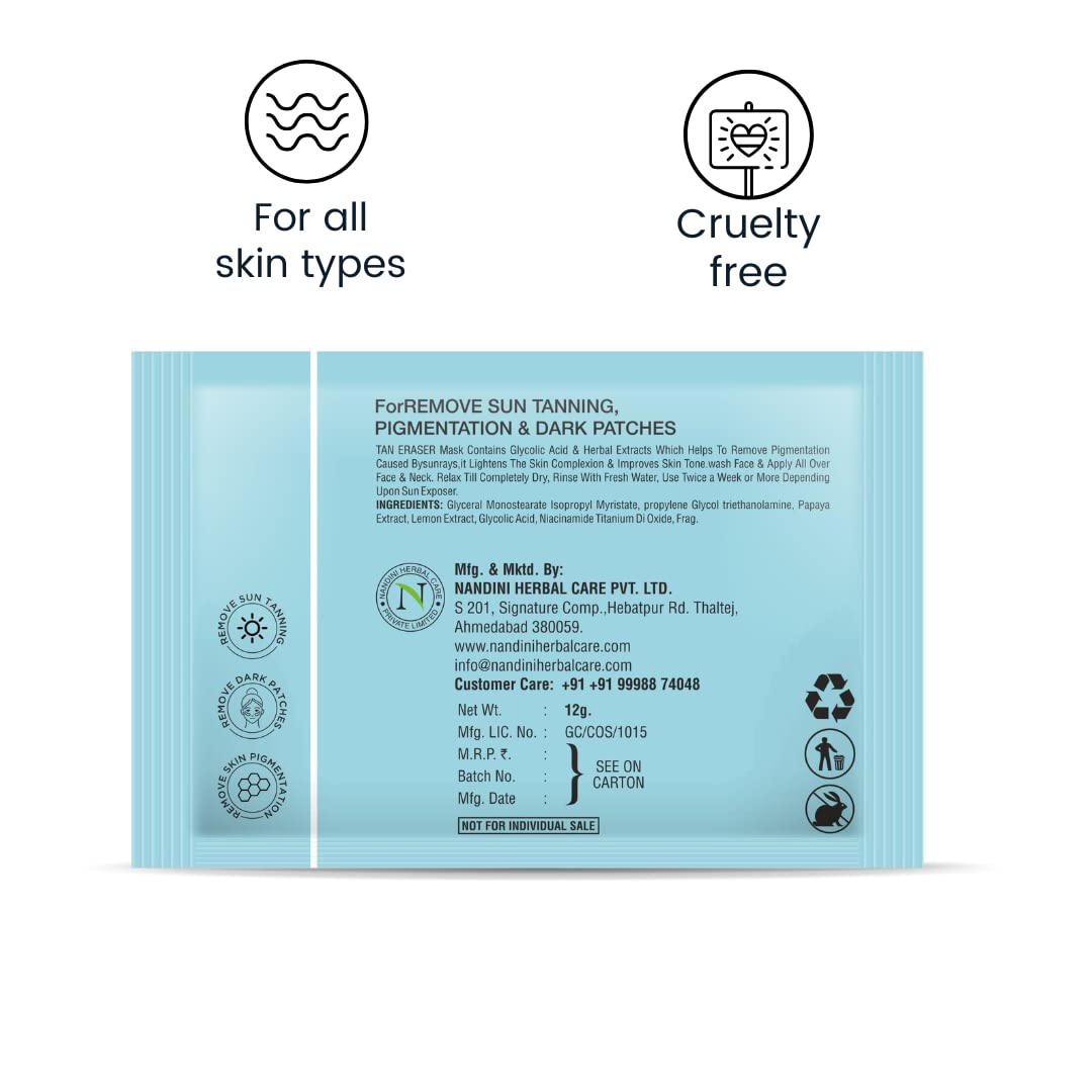 N Plus Professional Tan Eraser Mask, For Remove Sun Tanning, Pigmentation & Dark Patches, Pack of 6 Pouch