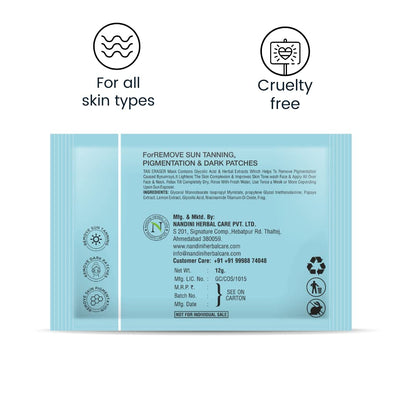 N Plus Professional Tan Eraser Mask, For Remove Sun Tanning, Pigmentation & Dark Patches, Pack of 6 Pouch