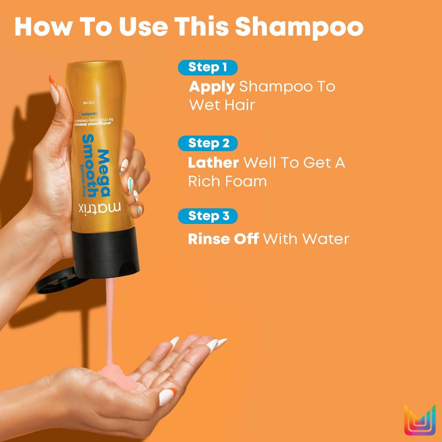 Matrix Mega Smooth Sulfate-free Shampoo with Squalene and Bonding Blend for Gentle Cleansing and Bond Repair| Smoothens Hair 200ml