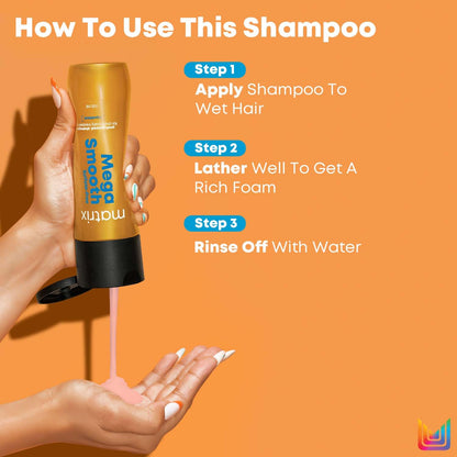 Matrix Mega Smooth Sulfate-free Shampoo with Squalene and Bonding Blend for Gentle Cleansing and Bond Repair| Smoothens Hair 200ml