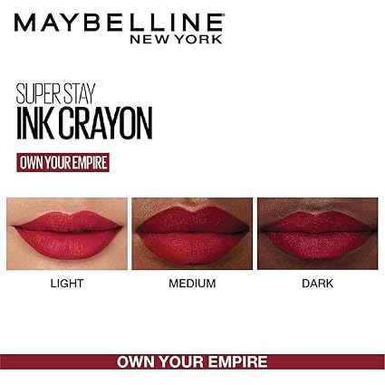 Maybelline New York Lipstick, Matte Finish, Long-lasting, Intense Colour, SuperStay Crayon Lipstick, 50 Own your Empire