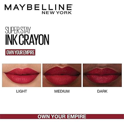 Maybelline New York Lipstick, Matte Finish, Long-lasting, Intense Colour, SuperStay Crayon Lipstick, 50 Own your Empire