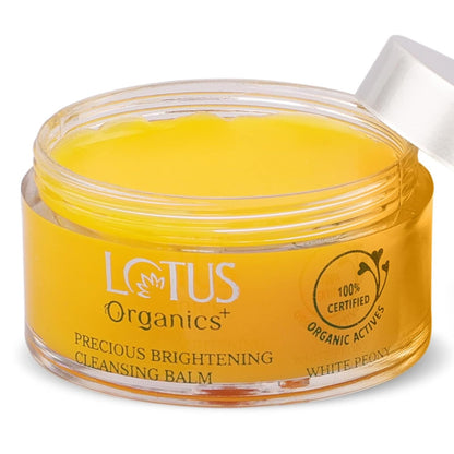 Lotus Organics+ Precious Brightening Cleansing Balm | 100% Certified Organic White Peony | Removes Impurities | All Skin Types | Sulphate & Paraben Free | 50g