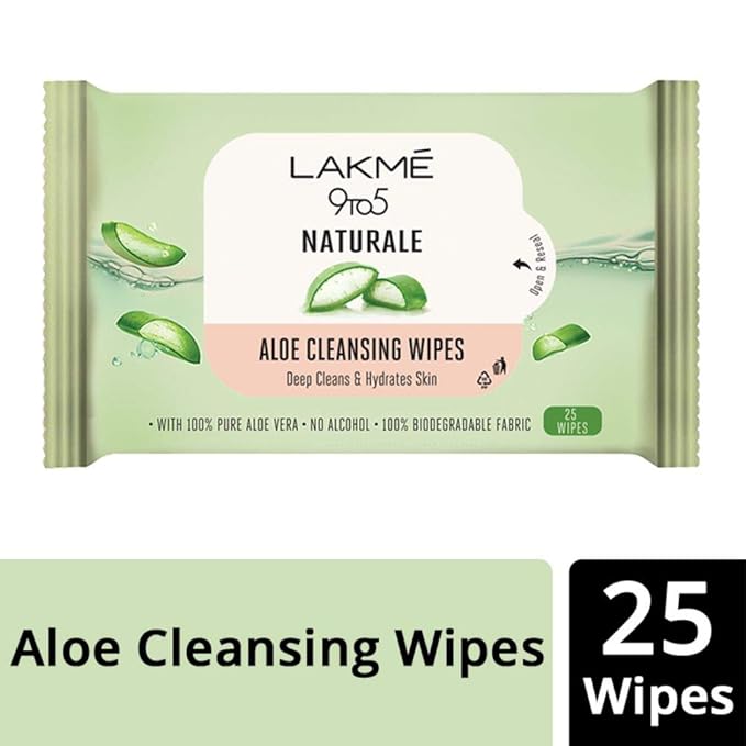 LAKMÉ 9To5 Natural Aloe Cleansing Wipes, 25 Wipes