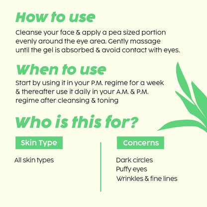 Plix Guava Fresh Under-Eye Gel, Reduces Dark Cirles & Puffiness, Reduces Fine Lines, with3% Niacinamide, Vitamin E & Caffeine, 100% Vegan, 15 gms