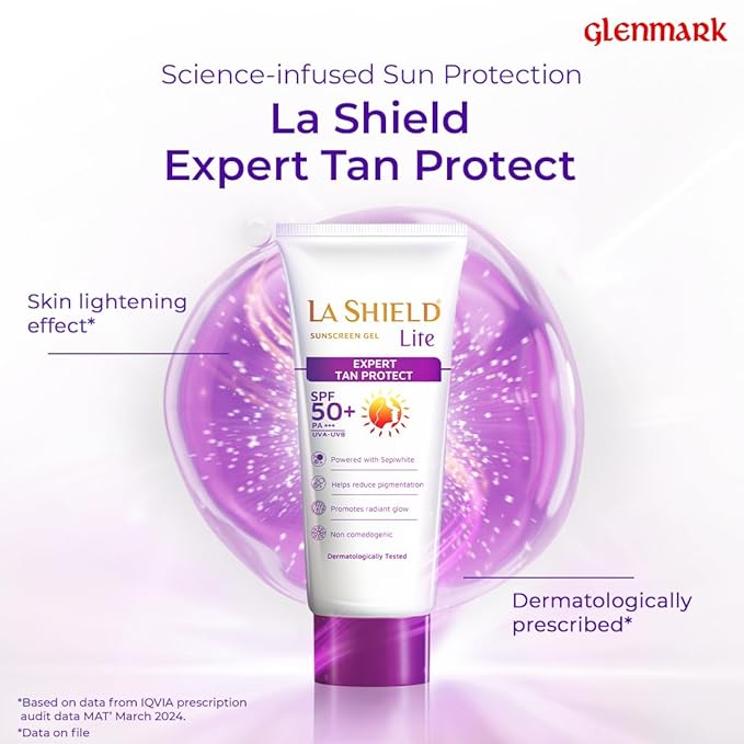 La Shield Lite SPF 50 PA+++ Mineral Sunscreen Gel | Skin brightening in 3 Weeks| No White cast | Broad spectrum | Oil-free | PA +++