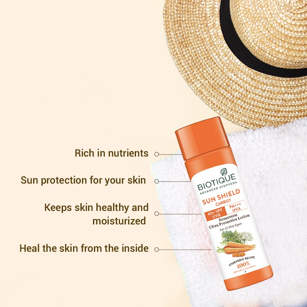 Biotique Bio Carrot Face And Body Sun Lotion All Skin Type SPF 40 Uva/Uvb
