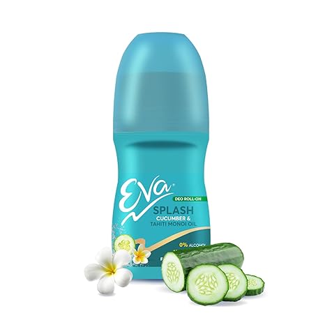 Eva Splash Underarm Roll on Deodorant | With Tahiti Monoi Oil and Cucumber Extracts | Alcohol and Aluminium Free | 48 H Protection from Odour