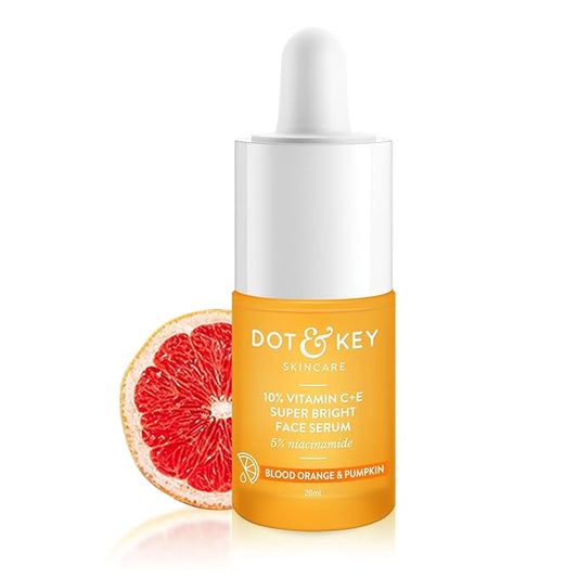 Dot & Key 10% Vitamin C + E, 5% Niacinamide Serum | Vitamin C Serum For Glowing Skin | Fades Dark Spots | Vit C Serum with Blood Orange & Pumpkin 30ml