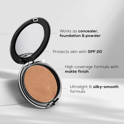 RENEE PRO HD 3 In 1 Compact - Terre 9 Gm, Works As Concealer, Foundation & Powder, SPF 20