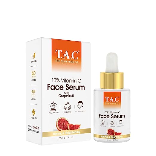 TAC - The Ayurveda Co. 15% Vitamin C Face Serum for Toning, Brightening & Glowing Skin, Anti Aging & Anti Wrinkles, Increases Skin's Glow For, 30ml