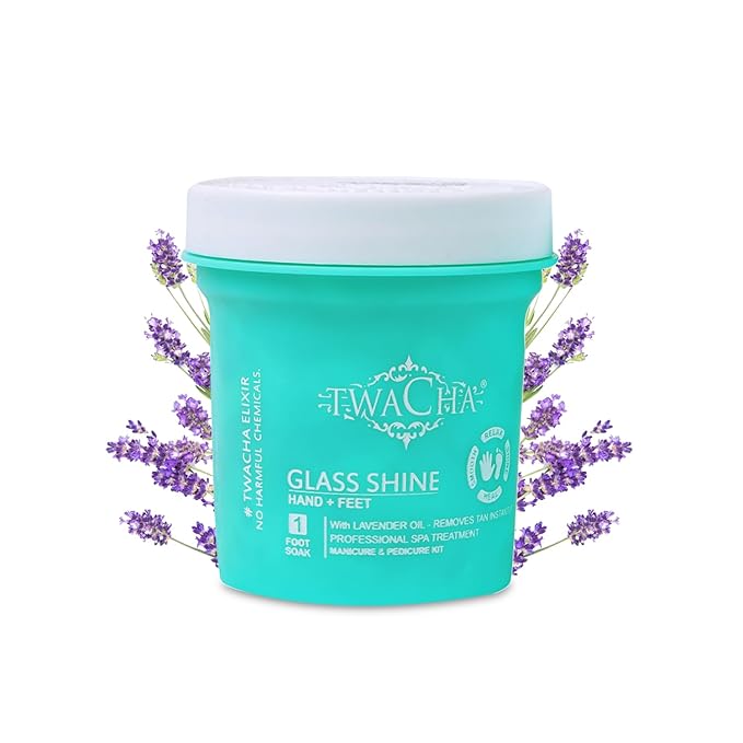 Twacha Glass Shine Pedicure-Manicure Hand & Foot Care Kit with Lavender Oil|Removes Tan Instantly|Professional Spa Like Treatment at Home| Ideal for both Men & Women