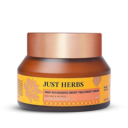 Just Herbs 24K Gold with Pure Ghee Deep Nourish Night Cream for Anti Ageing 50gm