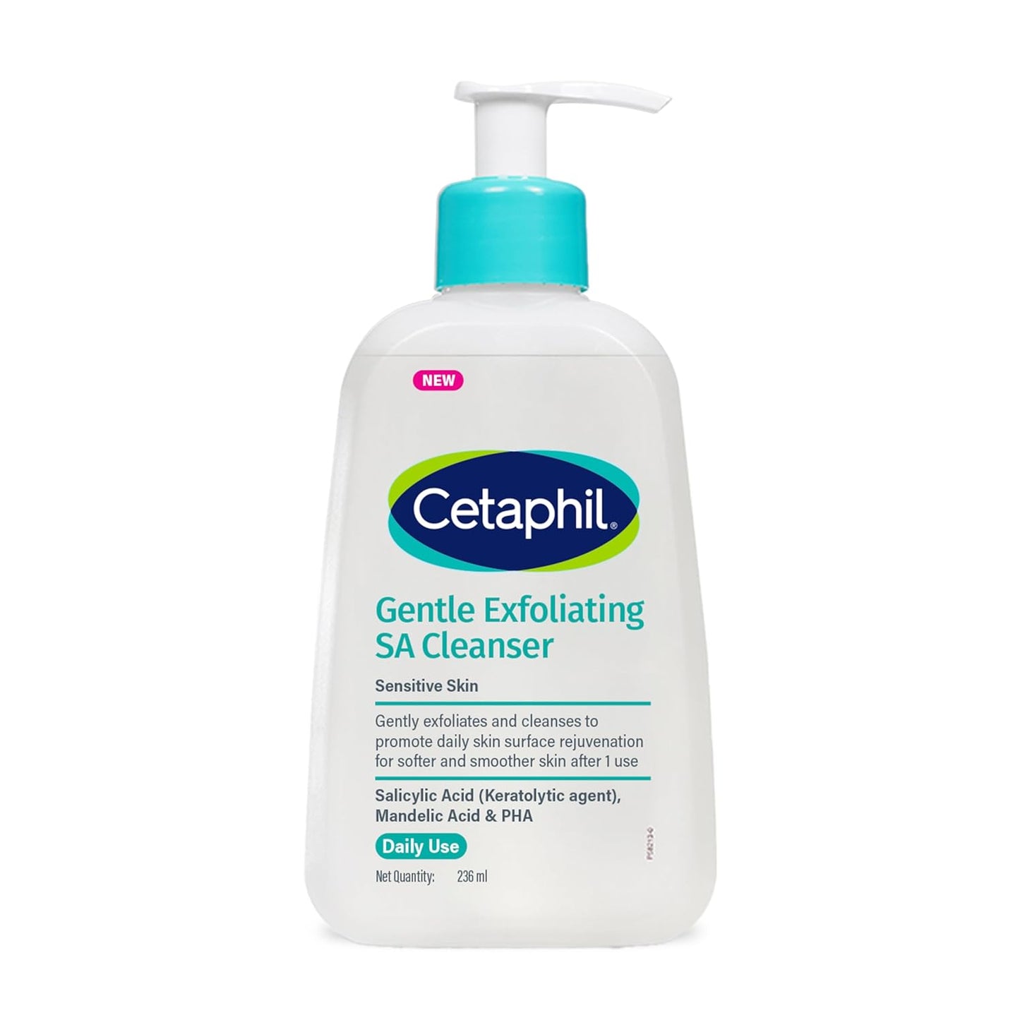 Cetaphil Gentle Exfoliating SA Cleanser 236ml | Foaming Gel Face Wash with Salicylic Acid, Mandelic Acid & Gluconolactone | Gently Exfoliates & Improves Texture