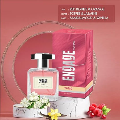 Engage Yang Eau De Parfum for Women, Floral and Fruity Fragrance Scent, Skin Friendly Perfume for Women, 90ml