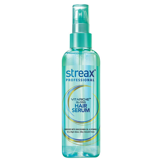 Streax Professional Vitariche Gloss Hair Serum, 200ml|for Dry Frizzy Hair Enhance Shine and Smoothness, Anti Frizz With Vitamin E & Macadamia Oil