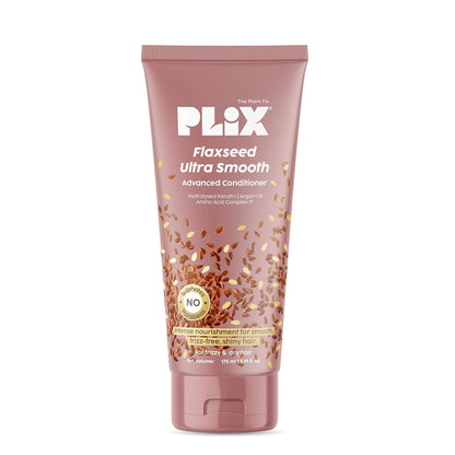 PLIX - THE PLANT FIX Flaxseed Ultrasmooth Advanced Conditioner | Plant Keratin PF & Flaxseed Oil | Smooth & Manageable Hair | Controls Frizz | Paraben & Sulphate Free 175ml