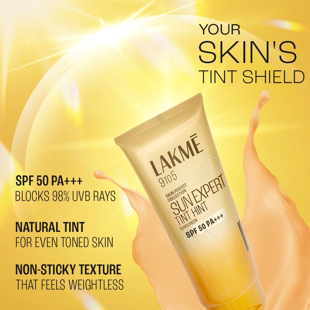 Lakme Sun Expert Tinted Sunscreen SPF 50 PA +++ | Broad spectrum UVA/B protection | Blue light protection | No White Cast 50ml